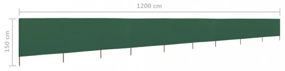 zöld 9 paneles szövet szélfogó 1200 x 120 cm