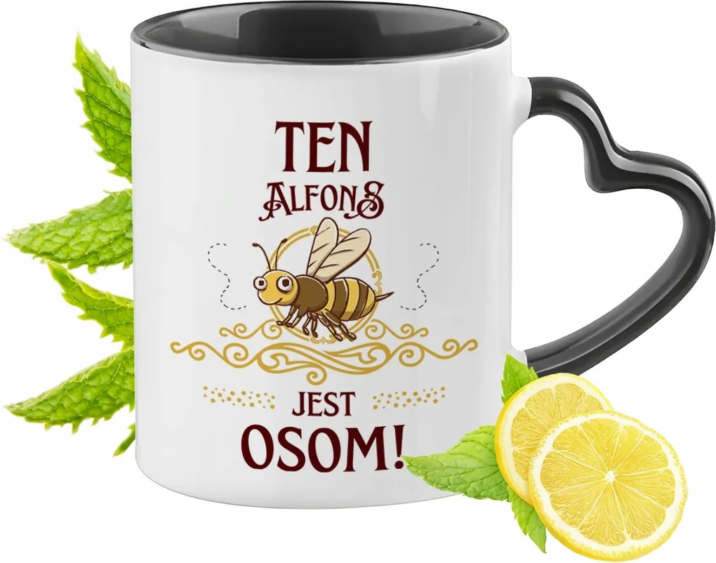 Alfonznak Fekete Bögre Szív Alakú Füllel Ajándék Nyomtatott