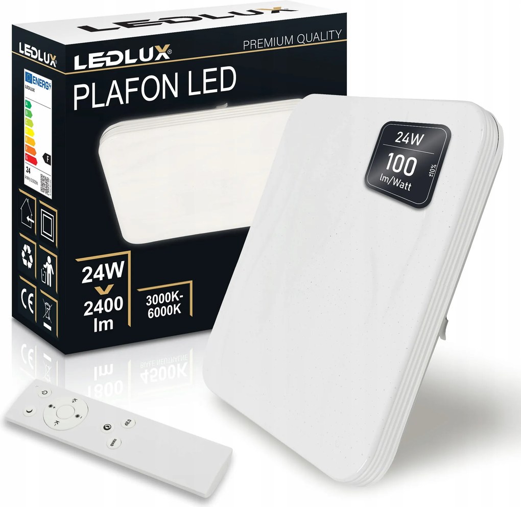 Plafon Led Mennyezeti Lámpa Falra szerelhető 24W 2400lm meleg semleges Hideg Távirányító