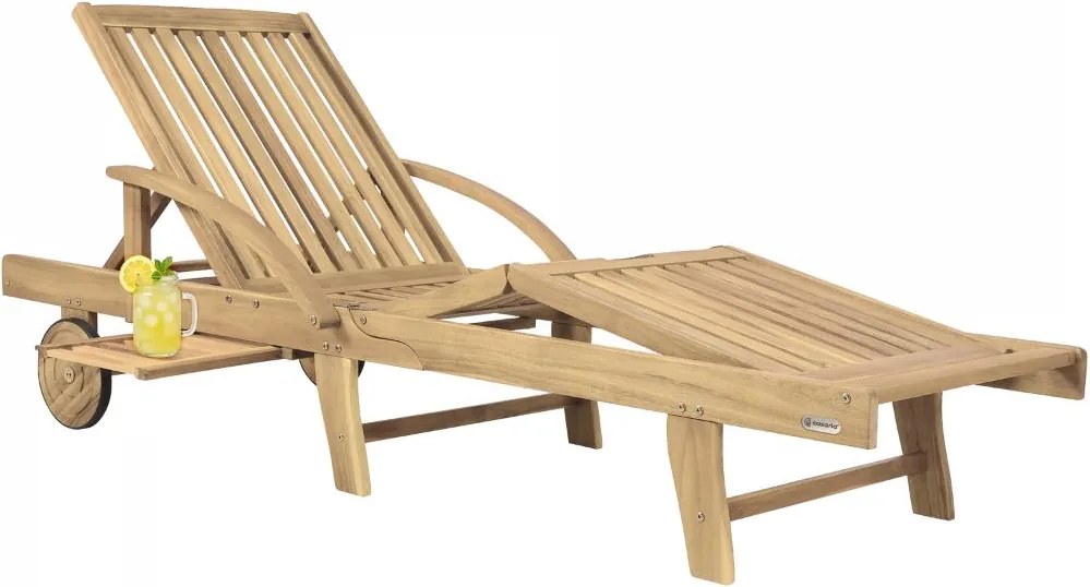 TAMI SUN kerti nyugágy, 195,5x69x85cm, teak hatás Casaria