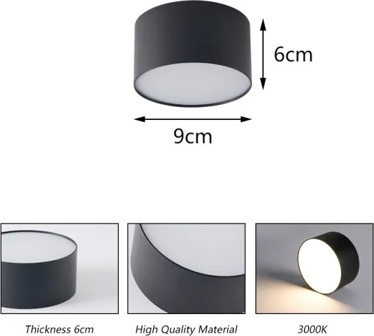 Brilagi - FORIS LED fürdőszobai mennyezeti lámpa LED/9W/230V Ø 9 cm fekete IP44