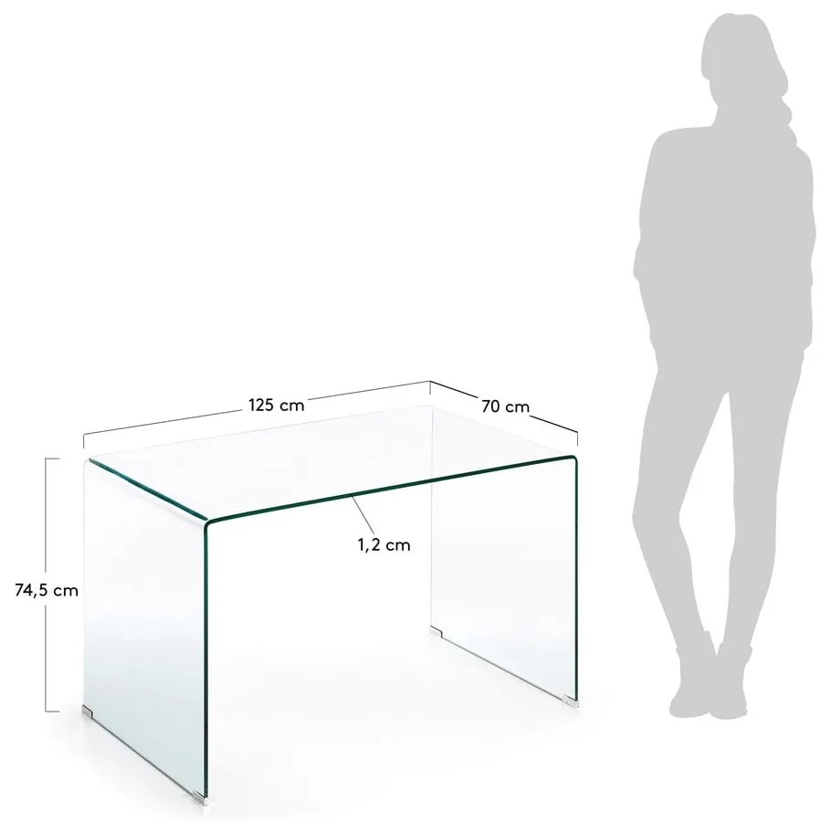 Üveg íróasztal 70x125 cm Burano – Kave Home