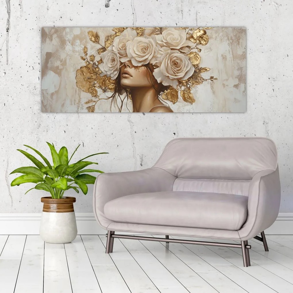 Kép - Lány rózsákkal (120x50 cm)