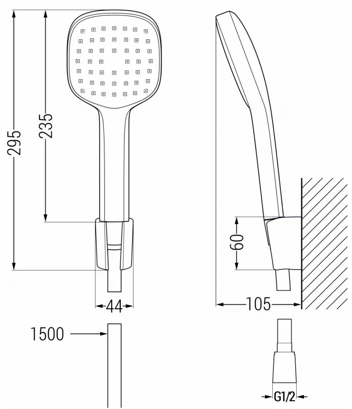 Mexen tartozékok - 1 pontos kézizuhany készlet R-33, króm, 785335052-00