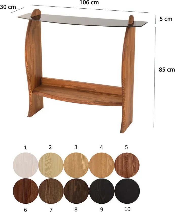 Surf üveg komód, gesztenye-füstszürke, 106 cm