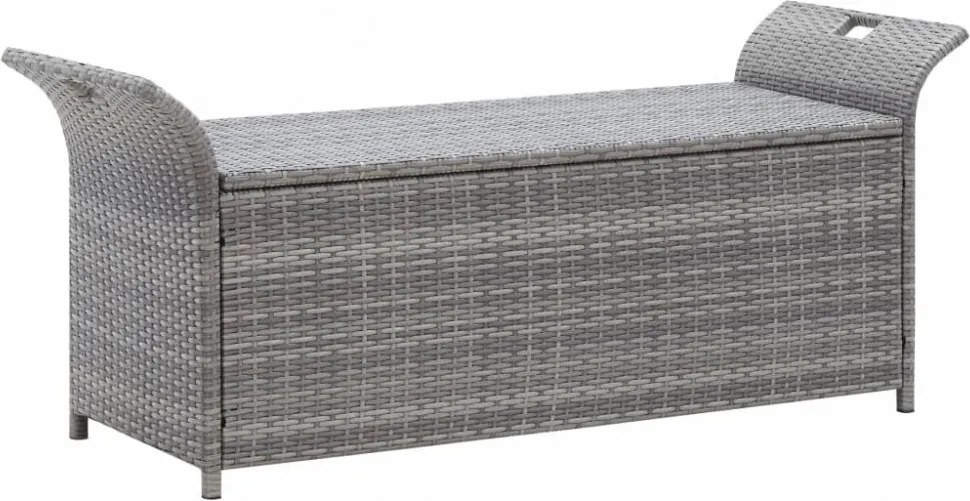 szürke polyrattan tárolópad párnával 138 cm
