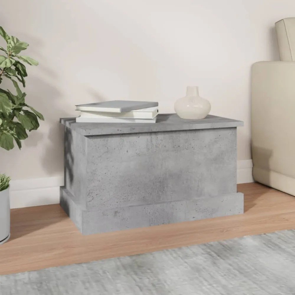 betonszürke szerelt fa tárolóláda 50 x 30 x 28 cm