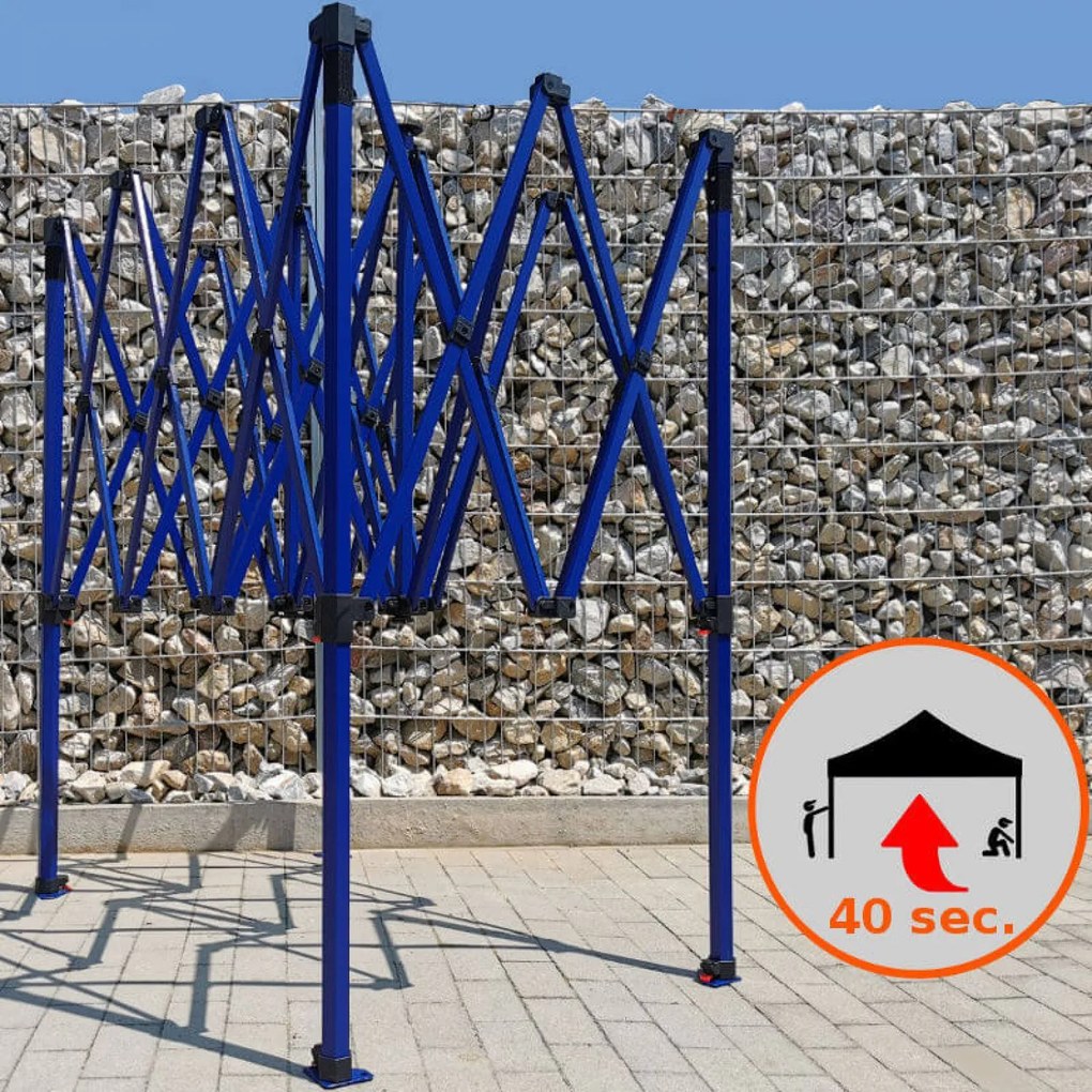 Párty sátor 2x2 m 3 fallal: ollós acél kerti pavilon - plusz 3 oldalfal - Bézs