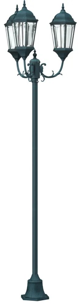 Kerti Lámpaoszlop 3-Lámpás E27 Zöld 220 cm Alumínium