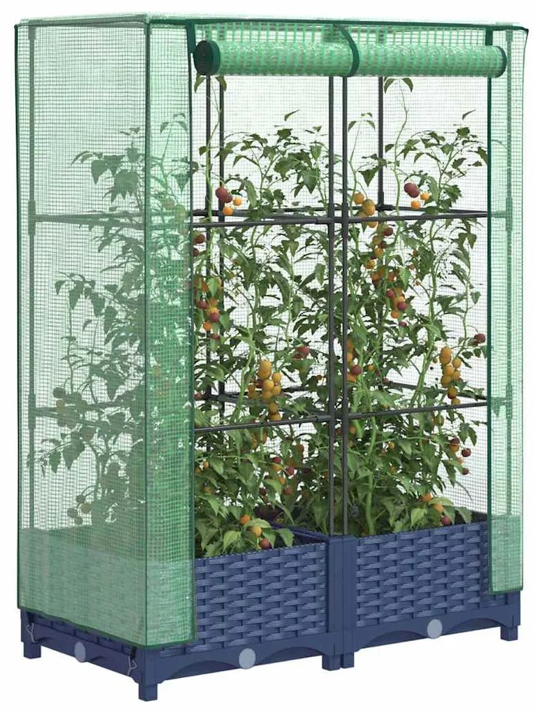 vidaXL rattan megjelenésű magaságyás melegháztakaróval 80x40x123 cm