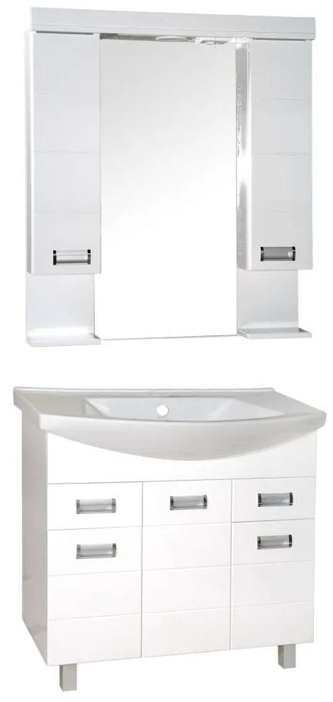 SZQUARE 85-100 komplett fürdőszoba bútor dupla szekrénnyel, LED v...