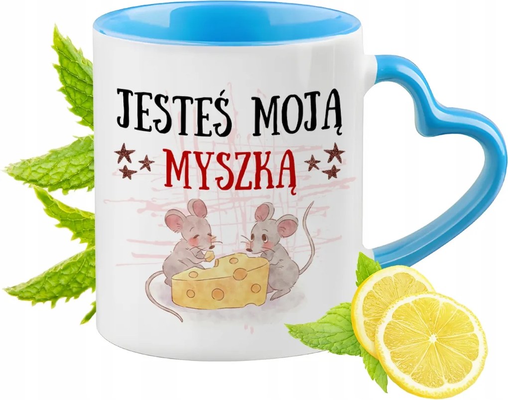 Egér Bögre Kék Szív Alakú Füllel Ajándék