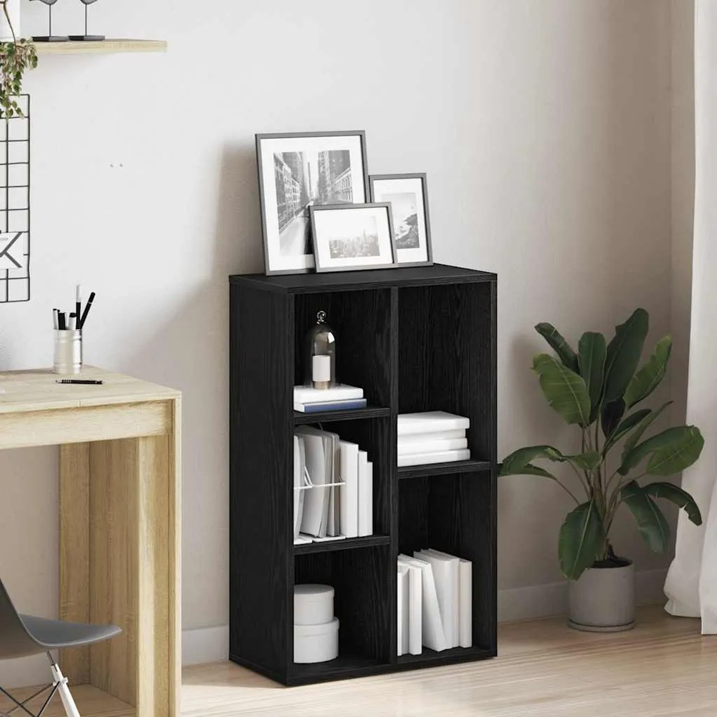 fekete tölgy szerelt fa könyvespolc 50x25x80 cm