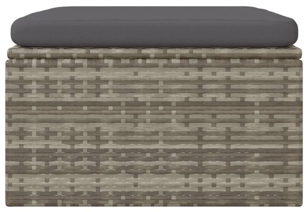 Szürke polyrattan kerti lábtartó párnával 55 x 55 x 30 cm