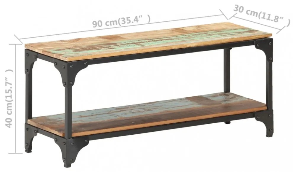 tömör újrahasznosított fa dohányzóasztal 90 x 30 x 40 cm