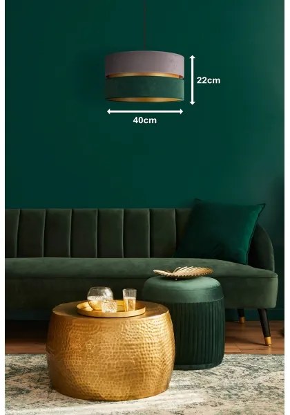 Duolla - Csillár zsinóron DUO 1xE27/15W/230V átm. 40 cm szürke/zöld/arany