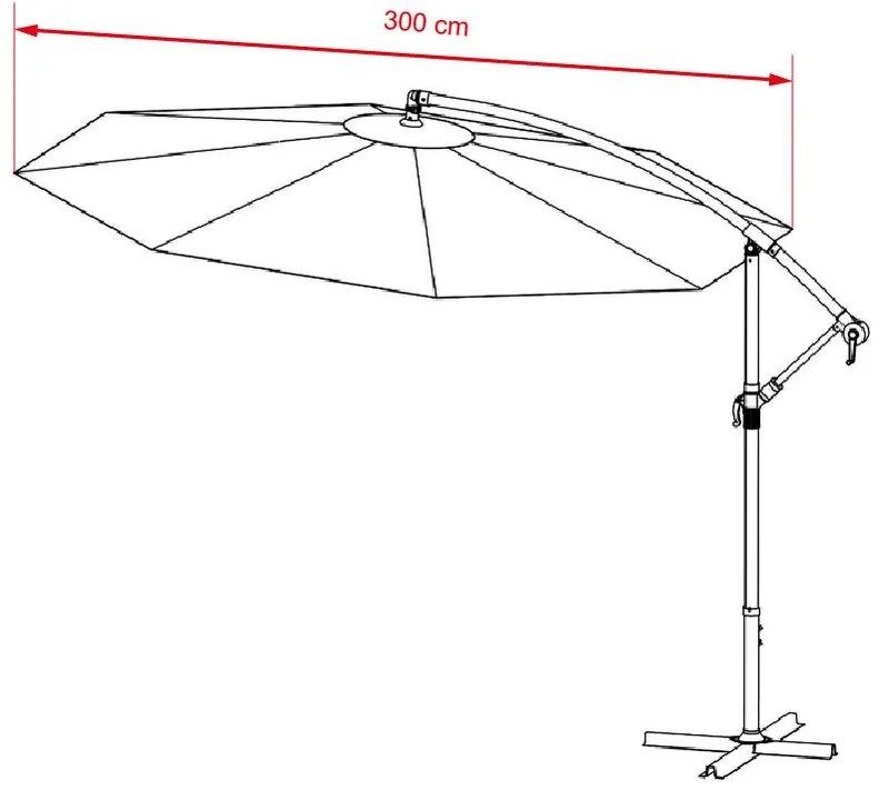 AVENBERG SUNNY LED 300 Nagy állítható napernyő, átmérő 3M, szürke