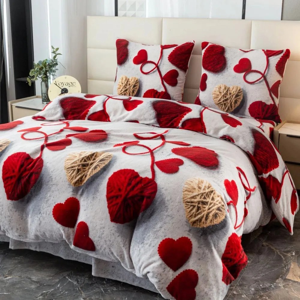 Mikroplüss ágyneműhuzat VELHEART piros Ágyneműhuzat mérete: 70 x 80 cm | 140 x 200 cm
