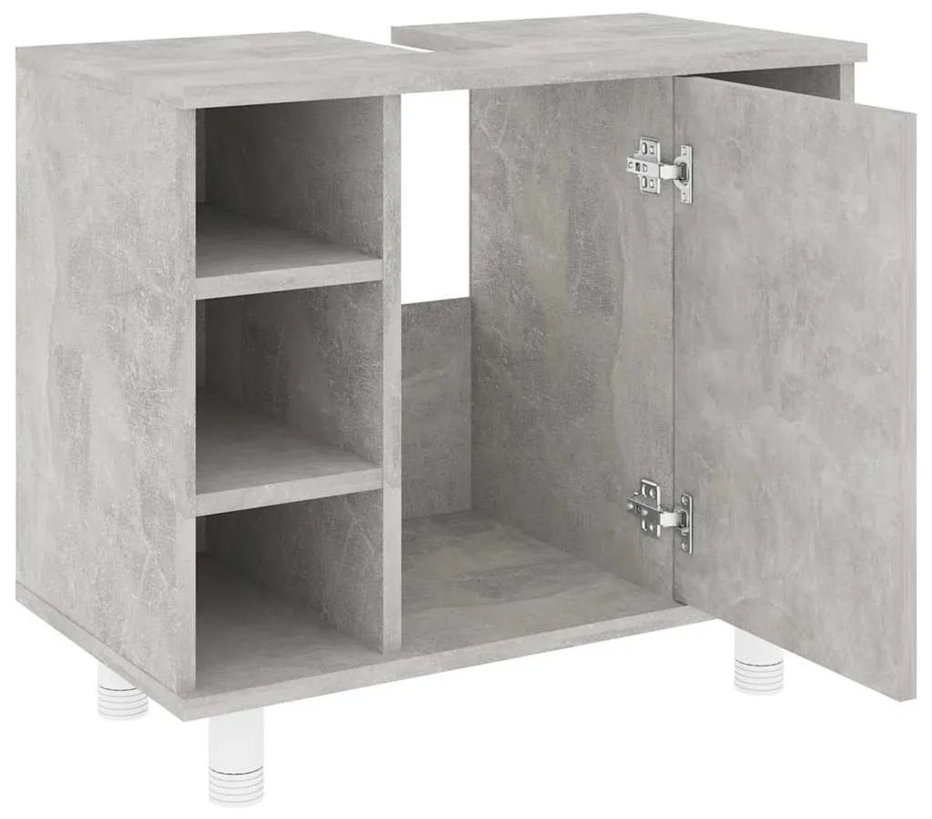 Betonszürke szerelt fa fürdőszobaszekrény 60 x 32 x 53,5 cm
