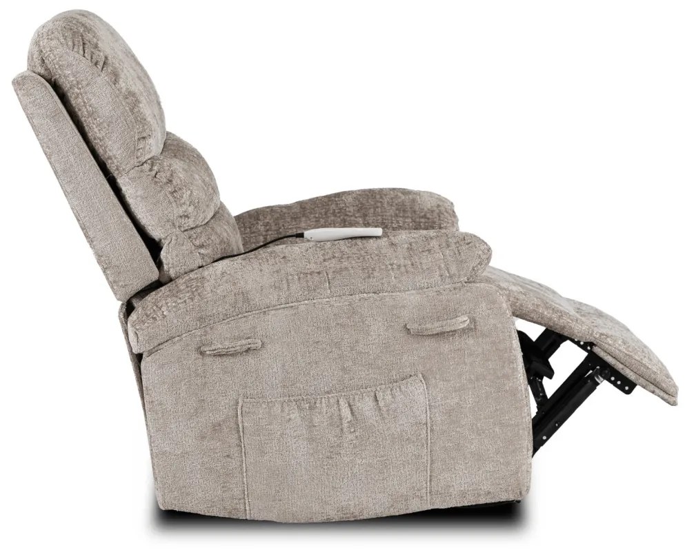 Elektromosan Vezérelhető Masszázsfunkciós Relaxfotel Fotel Barnás-Bézs Színben. BRUCE