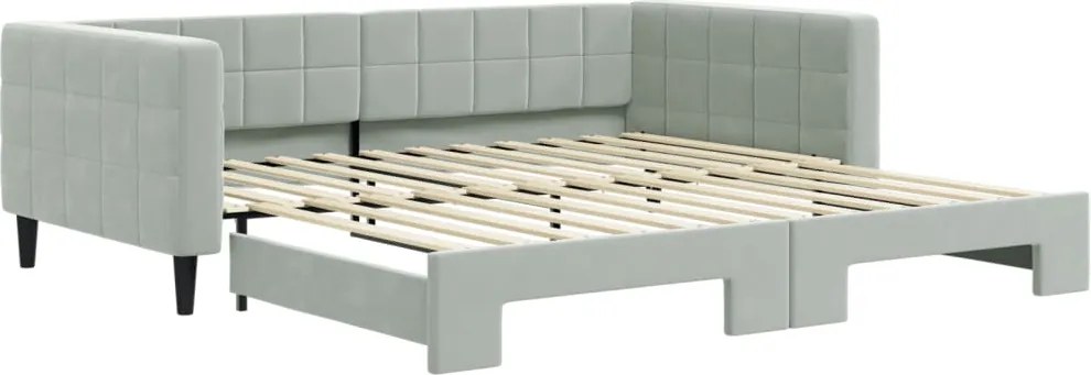 vidaXL világosszürke kihúzható bársony heverő 100 x 200 cm