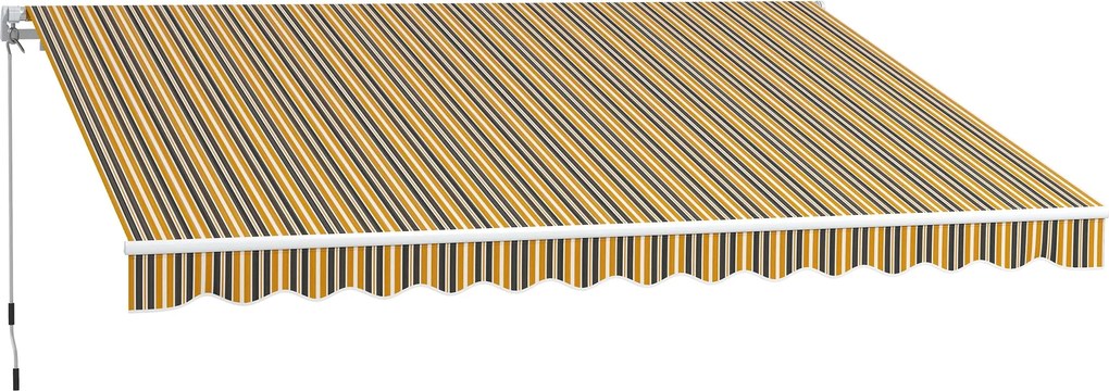 Outsunny Kihúzható Napernyő Kézi Kurblival 3,5 x 2,5 m Sárga Szürke Alumínium Poliészter Napvédelem | Aosom