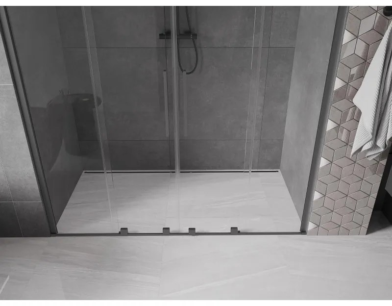 Mexen Velar Duo, tolózuhanyajtó nyitáshoz 180 cm, 8 mm átlátszó üveg, polírozott grafit, 871-180-000-02-95