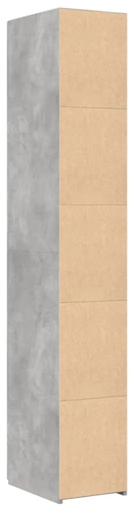 betonszürke szerelt fa magasszekrény 30 x 42,5 x 185 cm