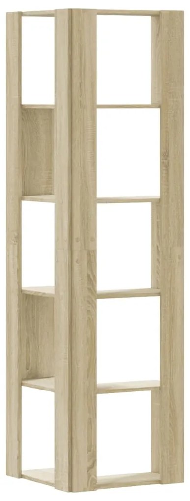 5 szintes sonoma tölgy szerelt fa sarok könyvespolc 50x50x179cm