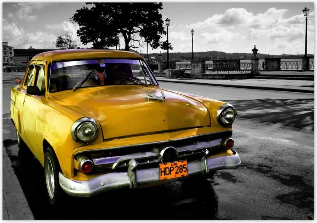 Poszterek 100x70 Kubai sárga autó