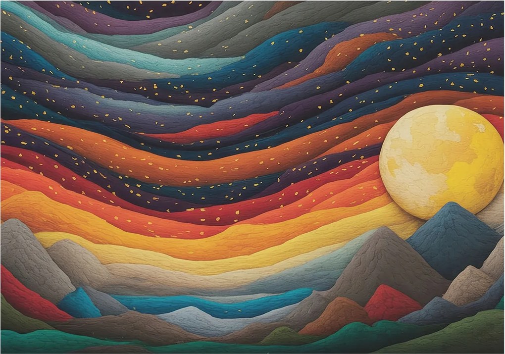 Dekoratív fotótapéta falra Könnyű összeszerelés Színes hegyek 312x219 Ragasztó