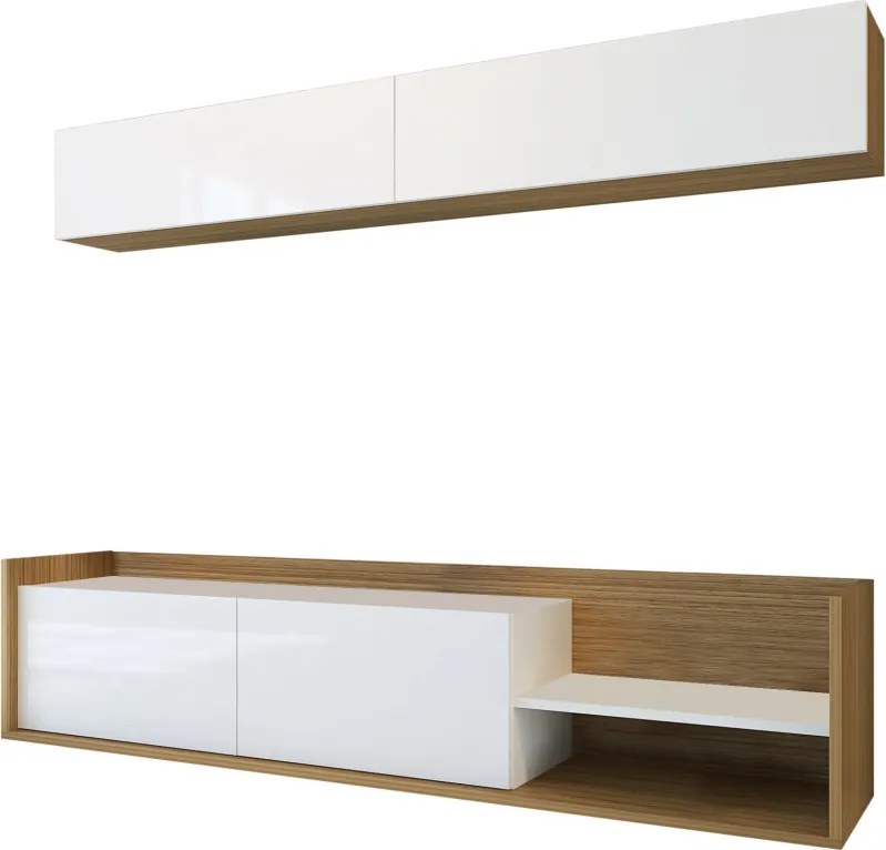 Kale TV-állvány, teak-fehér, 180 cm