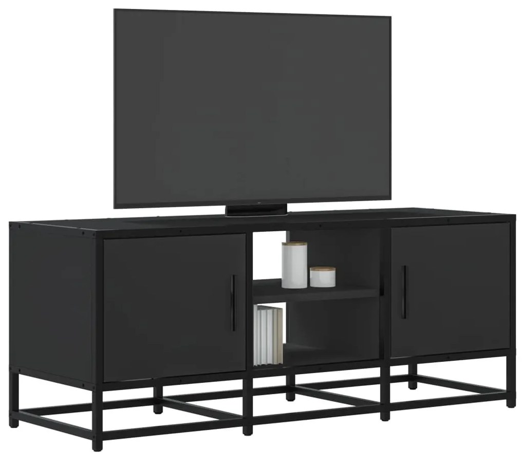 fekete szerelt fa és fém TV-szekrény 100x35x41 cm
