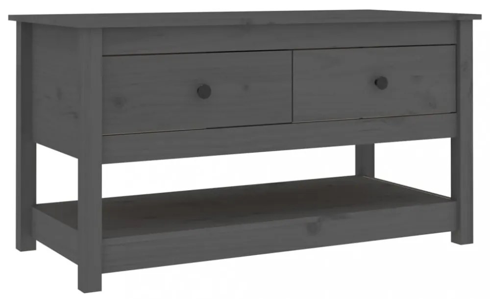 szürke tömör fenyőfa dohányzóasztal 102 x 49 x 55 cm