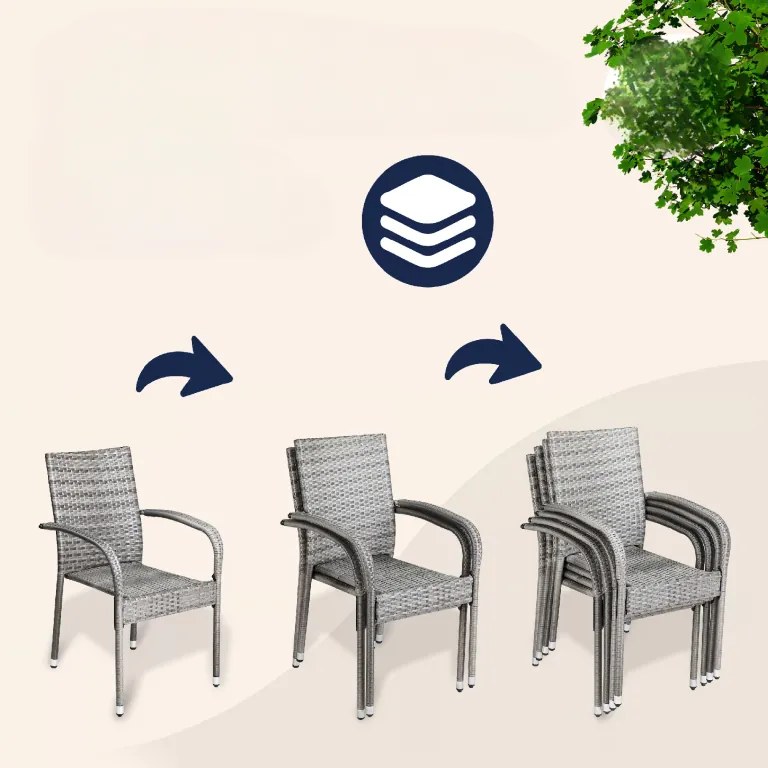 Deuba Comfort rattan székek 4 db - szürke