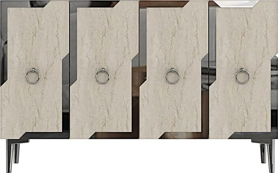 Seza 120 - White, Travertine, Silver