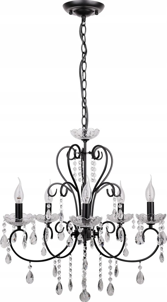 Fekete csillár kristályokkal 5x40W E14 Aurora 35-73730 Candellux