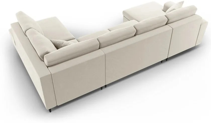 Bézs bársony kinyitható tárolóhelyes sarokkanapé (jobb oldali-U alakú) Kyoto – Cosmopolitan Design