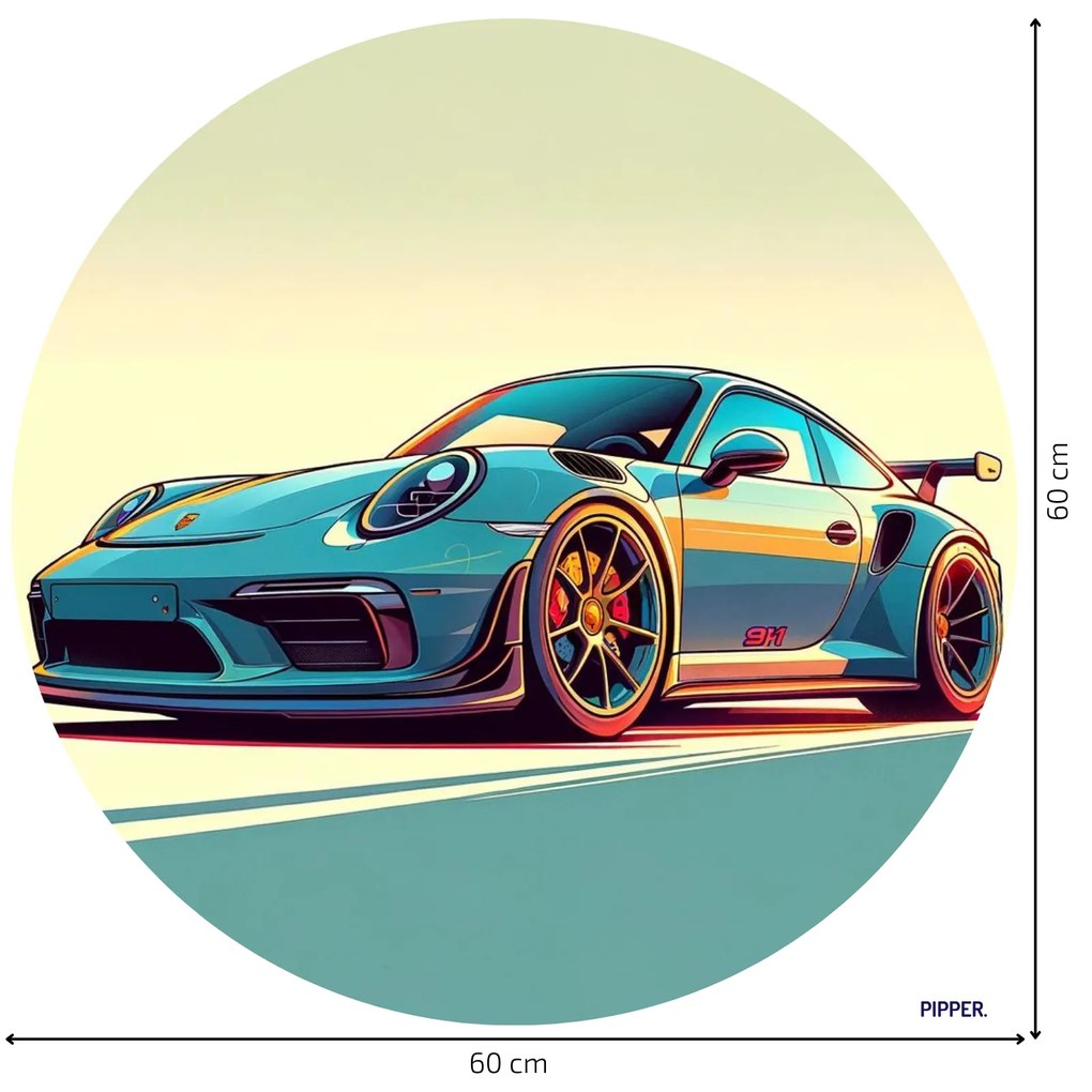 PIPPER. Kör alakú falmatrica "Porsche 911" Méret: 60cm
