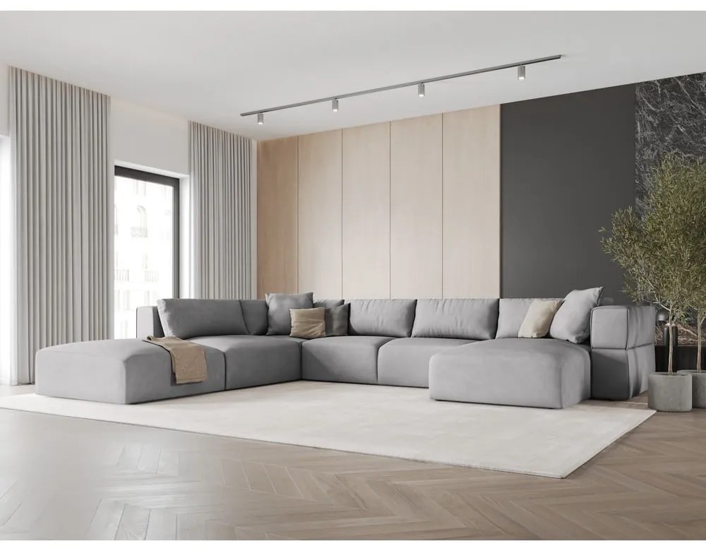 Világosszürke sarokkanapé (bal oldali-"U" alakú) Esther – Milo Casa