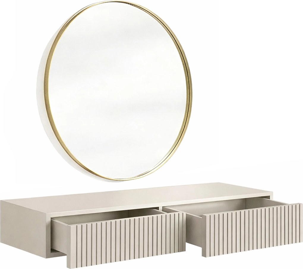 Nicole fali sminkasztal arany tükörrel 80 cm - kasmír matt
