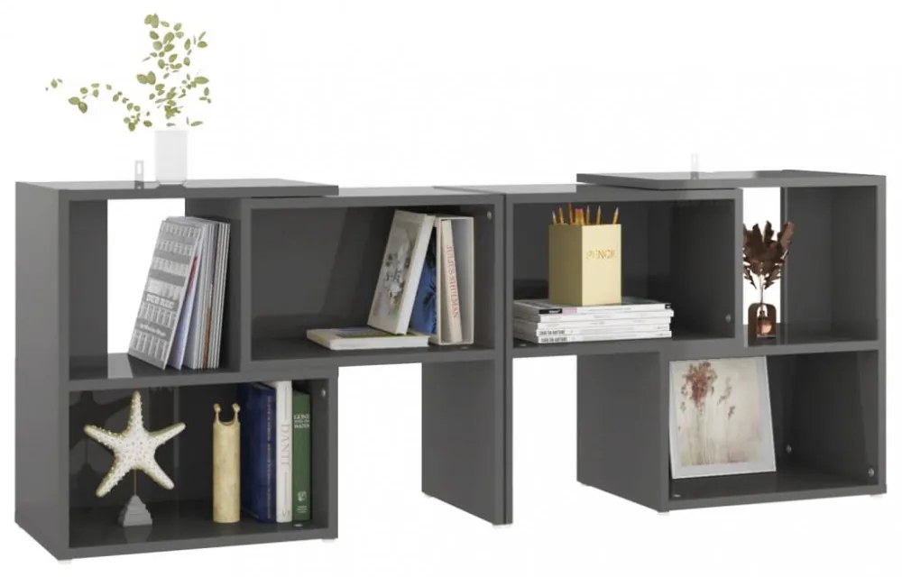 magasfényű szürke szerelt fa TV-szekrény 104 x 30 x 52 cm