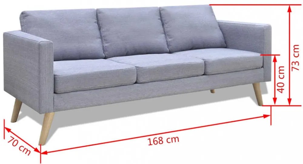 világosszürke 3 személyes szövet kanapé