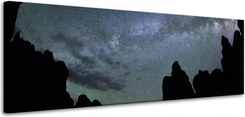Vászonkép Természet Kozmosz Hegyek Sötétség Éjszaka Csillagászat 120x40