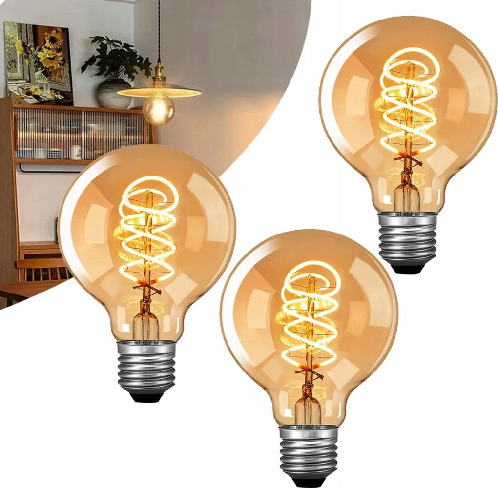 3db Dekoratív Dekorációs Izzó E27 Retro Edison