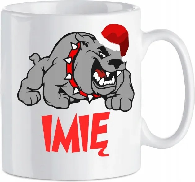 Karácsonyi bögre Bulldog Mikulás Kutya neve 330 ml