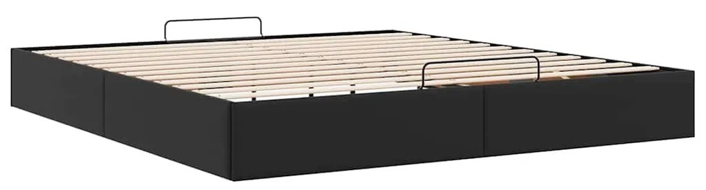 Ottomán ágykeret matrac nélkül fekete 180x200 cm műbőr