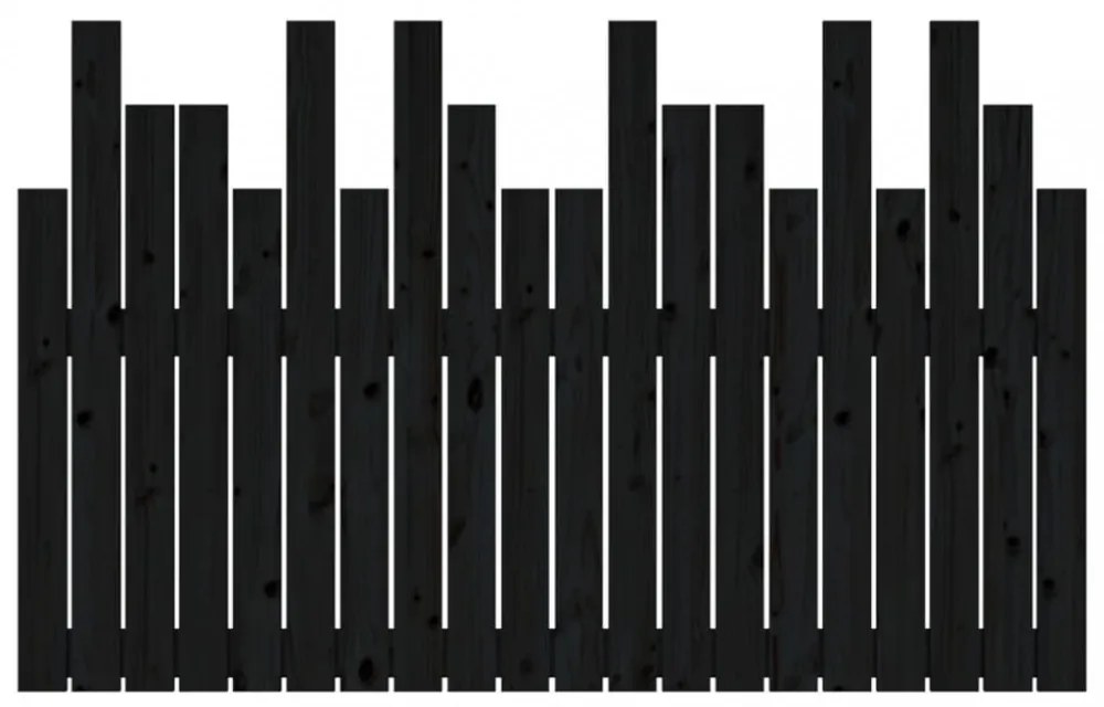 fekete tömör fenyőfa fali fejtámla 127,5 x 3 x 80 cm