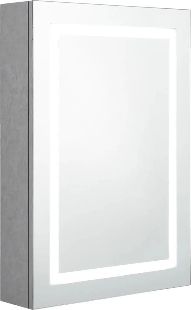 vidaXL betonszürke LED-es tükrös fürdőszobaszekrény 50 x 13 x 70 cm