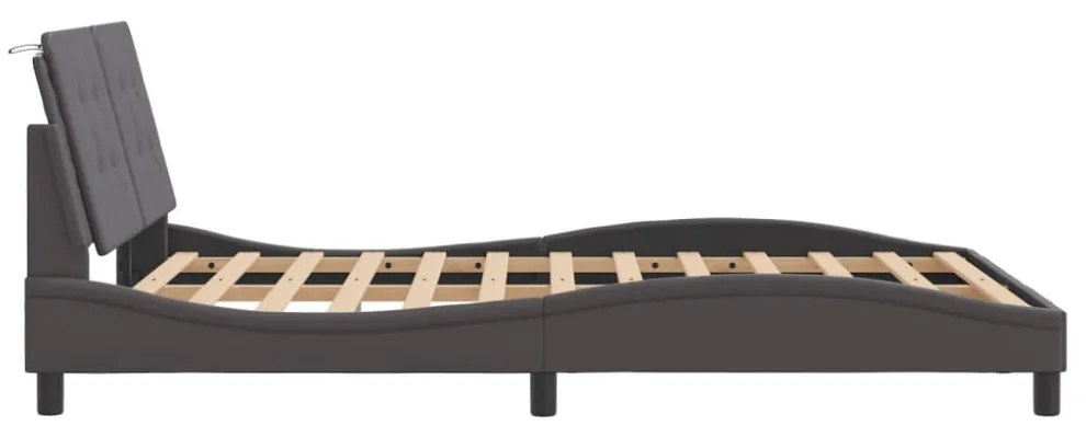 szürke ágykeret LED-ekkel matrac nélkül Zadar 140 x 190 cm